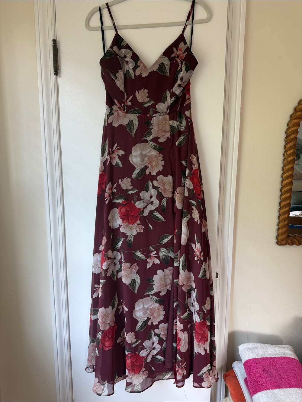 Lulu's Into Bloom Burgundy Floral Slip Maxi Dress